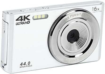 16X Digitális Zoom Kamera, Ütésálló 44MP 4K HD Kamera 2.8 Inch Képernyő Fotózás (Ezüst)
