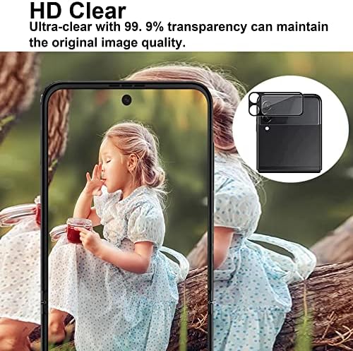PCTC Kamera Lencséjét Védő Kompatibilis a Samsung Galaxy Z Flip 4, 2 Csomag 0,3 mm 9H Keménység Kamera lencsevédő Edzett Üveg