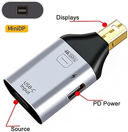 ChenYang CY C-Típusú USB-C Női Forrás Bemenet Mini Displayport-DP Férfi Kimeneti HDTV Adapter PD hálózati Port & 100W 10Gbps