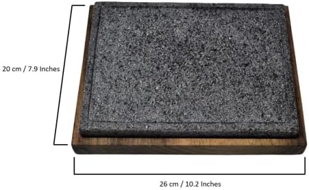CEMCUI Készlet 2 tálat / Étel Vulkanikus Kő, Fa Alap (magában Foglalja 2) 9.4x7 Cm