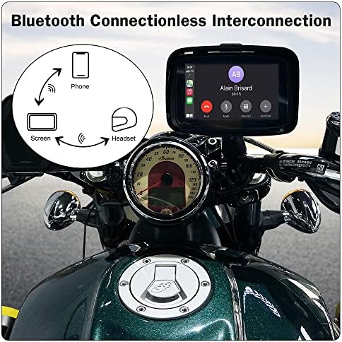 5 Hüvelykes Érintőképernyős Hordozható Motorkerékpár, Vízálló érintőképernyő Vezeték nélküli CarPlay&Android Automatikus,GPS Navigációs