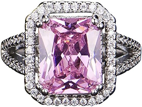 2023 Új Gyönyörű Rózsaszín Gyémánt Geometriai Tér Szélén Klasszikus Női Gyűrű, Ékszerek, Ajándék Magas Alacsony Gyűrű Lánya (Rózsaszín,