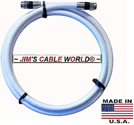 JIM KÁBEL-VILÁG ( 5' Láb Fehér Digitális HD Minőségű 75 Ohm RG~6 Tri-Shield Koaxiális (Koax) Kábel Kézzel Készült Az USA-ban
