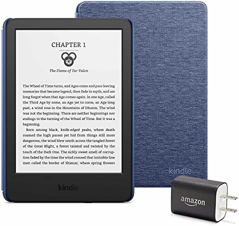 Kindle Essentials Csomag beleértve a Kindle (2022 kiadás) - Fekete - Anélkül, hogy Lockscreen Hirdetések, Szövet Borító Sötét