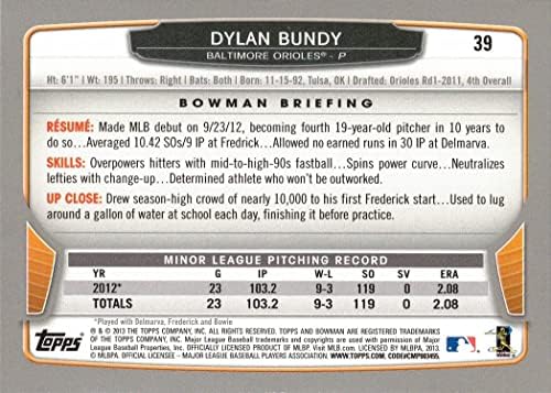 2013 Bowman Baseball 39 Dylan Bundy Újonc Kártya