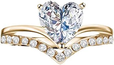 2023 Új Eljegyzési Gyűrű Hercegnő Személyre szabott Női Szív Alakú Cirkon Gyémánt Gyűrűk Hüvelykujj Gyűrűk Nők (Arany, 7)
