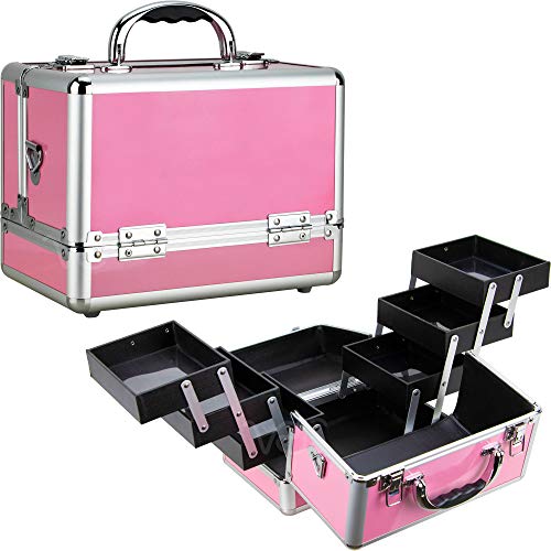 Ver Szépség Vonat smink utazás szervező, a 6 kihúzható tálca kozmetikai tároló alsó rekesz által ver szépség Pink Matt Vk001-23