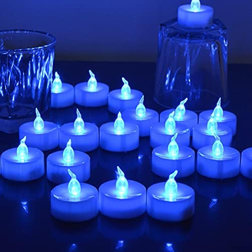 FASTIC Flameless LED Tealight,12,Reális Kék Villogó LED Gyertya, Időzítő,elemes Villogó LED Gyertya a Halloween,Esküvő,Karácsony,Asztal,