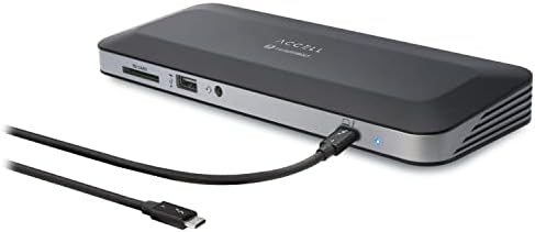 Accell Thunderbolt 4 Dokkolóállomás - Kettős 4K vagy egy 8K, Max 96W Töltés Laptop, 10Gbps USB, Ethernet, UHS-II Kártya Olvasó,