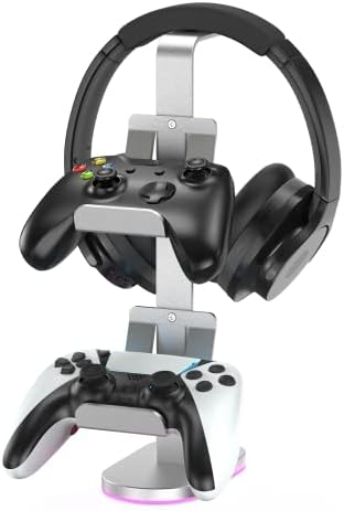 AUGEX Adatkezelő Jogosult, Játékvezérlő Rack RGB Gaming Headset Állni Xbox Sorozat X S/Xbox / PS5 / PS4 / Kapcsoló/Fülhallgató, Alumínium