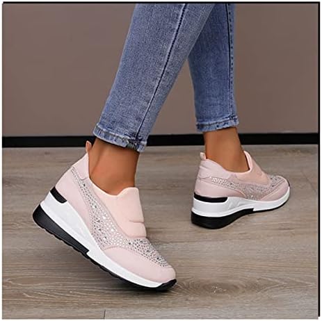 Női Alkalmi Cipő Divat Strassz Platform Wedge Slip-on Cipők Klasszikus Kényelem Alacsony Tetején Sétáló Cipők