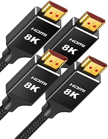 Capshi 8K HDMI Kábel 2.1 3.3 FT/1M 2 Csomag Rövid 48Gbps Ultra High Speed HDMI Kábel (8K@60HZ, 4K@120HZ, 2K@240HZ) 12Bit, eARC, HDCP 2.2/2.3,