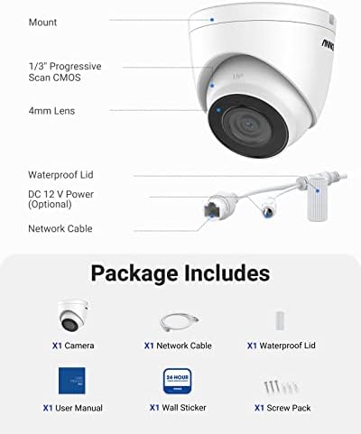 ANNKE 3K PoE Biztonsági Kamera, C500 Kültéri Megfigyelő Vezetékes IP Kamera AI Emberi/Jármű Észlelése, 4 mm Objektív, 100Ft IR éjjellátó,