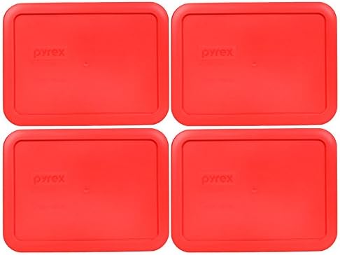 Pyrex 7210-PC 3-Kupa Piros Műanyag Élelmiszer-Tároló Csere Fedél Fedél, Made in USA - 4 Pack