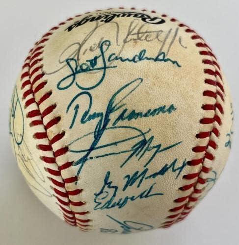 1986 CHICAGO CUBS csapat aláírt baseball-23 Aláírás-MADDUX (Újonc)/SANDBERG - Dedikált Baseball