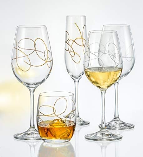 Üveg pohár, Arany String Design, Dupla Régimódi Forgatagban, 2 Szemüveg, amelyet Barski, Made in Europe, 14oz.