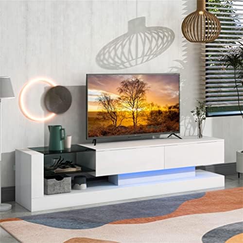 BBSJ TV Állvány, Két Média Tároló Szekrény szekrény 75 cm-es TV, 16 Színű RGB LED Color (Szín : E, Méret : Mint Látható)