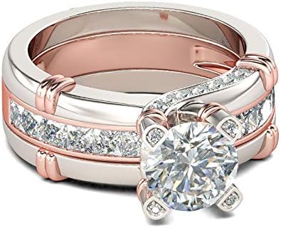 Eljegyzési Gyűrűt Beállítva a Nők 925 Ezüst Kerek Vágott Cirkónia kő Ígéret Évforduló Gyűrűk Oldalán Kövek