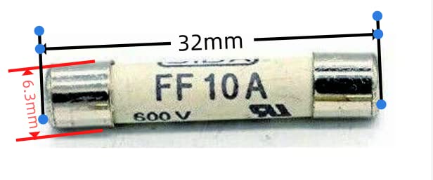 AMERI FF10A 600V Nagyon Gyorsan Ható 10A Multiméter Biztosíték Réz, Nikkel-Bevonatú Biztosíték 6.3 x 32 mm-es Szett(2), Fehér