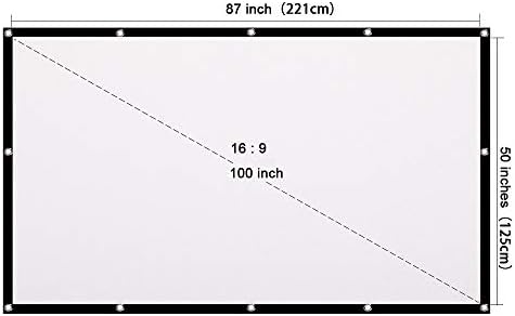GPPZM 100-hüvelyk/120 centis Hordozható Projektor Képernyő 16:9 kivetítőn Összecsukható Vastag, Tartós Kültéri házimozi (Méret :