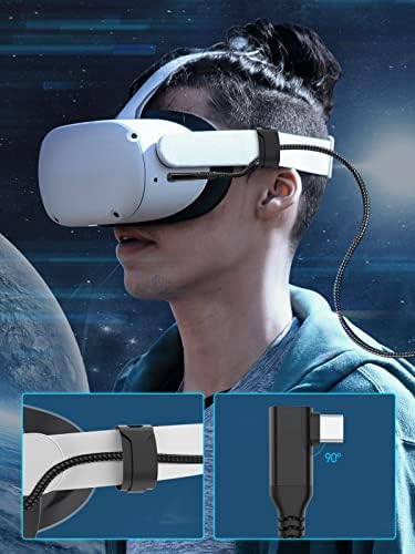 Miaeueu Link Kábel 20FT Kompatibilis az Oculus/Meta Quest 2/Pro, Nylon Fonott USB 3.2 Típus C-Hosszú Kábel Tartozékok VR Headset