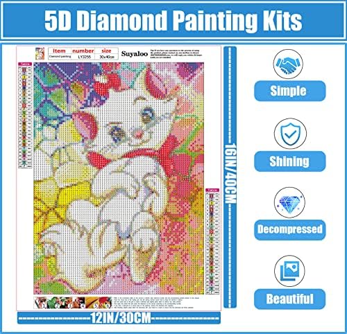 Suyaloo 5D Gyémánt Festmény Készletek Felnőttek - Macska Gyémánt Művészeti Készletek a Felnőttek, Gyerekek, Kezdők,DIY Rajzfilm