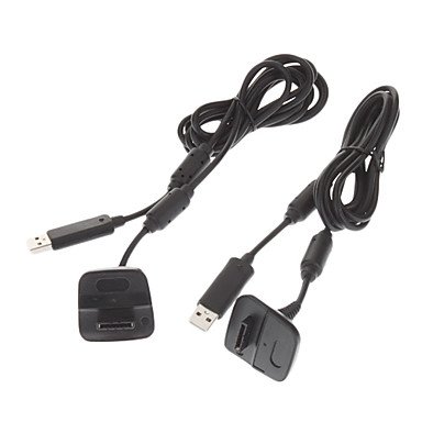 NingB 2-Darab Fekete USB Töltő kábel Kábel Xbox 360