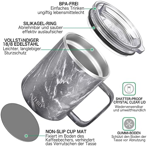 THILY Vákuum Szigetelt Utazási Bögre 12 oz Rozsdamentes Acél Kávét, mint egy Kezelni, Spill-Proof Fedél, Újrafelhasználható, BPA