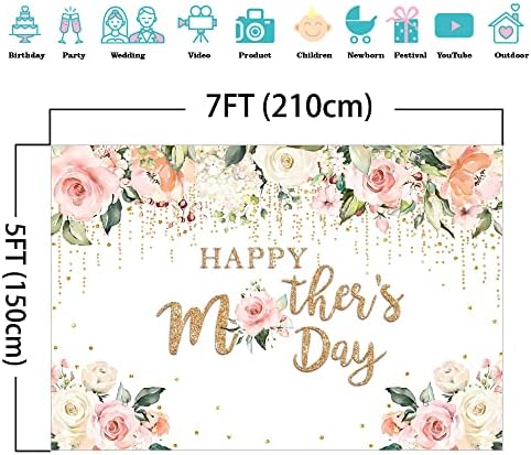 Mocsicka Boldog anyák napját Hátteret, Rózsaszín Virágos Arany anyák Napja Háttér Szeretlek Anyu Ajándék Fali Dekoráció Zászló Fotó Kellékek
