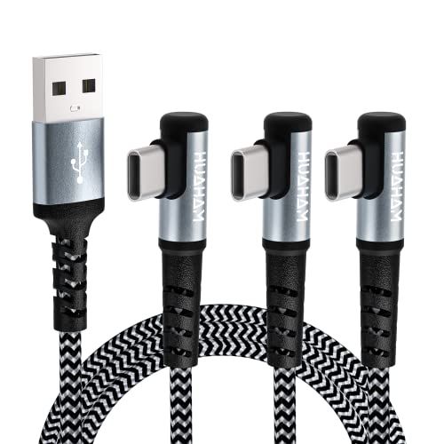 huaham USB-C-USB-C Kábel [2Pack, 6.6 ft,6.6 ft] 3A/60W Gyors Töltés USB-C Kábel, derékszögű, Tartós Nylon Fonott C Típusú Töltő