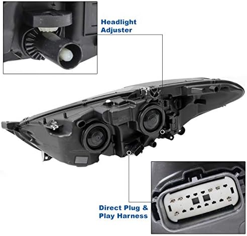 ZMAUTOPARTS Vetítő Fényszórók, Fényszóró Black w/6 Kék LED Világítás DRL Kompatibilis 2013- Ford Fusion