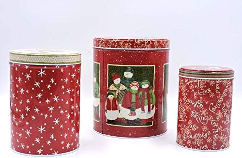 A karácsonyi témájú Hengeres tároló 3 dobozzal, shabby chic Hóember Design Fedél a hópehely Design körül