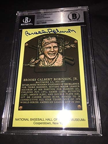 Robinsont Aláírt Hivatalos HOF Emléktábla Beckett 16x Arany Glover Födém 2 - Baseball Asztalon Dedikált Kártyák
