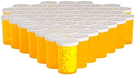 50 Pack Üres Gyógyszeres Palack Kupakkal, a Vényköteles Gyógyszerek, 20-Dram Műanyag Gyógyszer dobozát (Narancssárga)