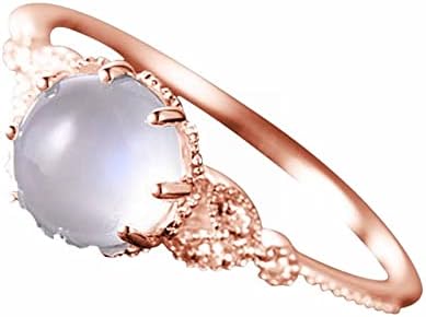 2023 Új Női Moonstones Gyémánttal Kirakott Gyűrű Elegáns Gyűrű, Eljegyzési Gyűrű, Magas, illetve Alacsony Gyűrű (Ezüst, 8)