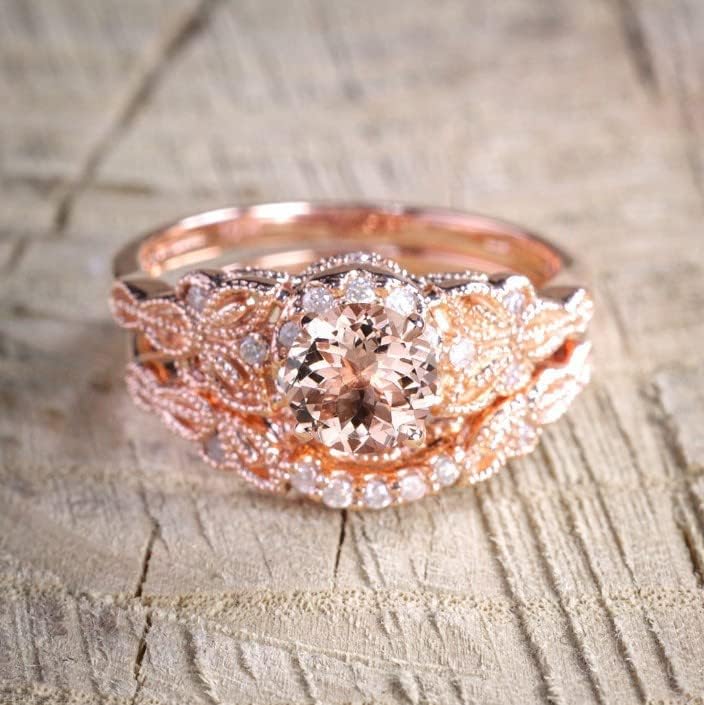 2023 Rose Arany Gyémánt Gyűrű Szett Nők számára Eljegyzési Gyűrű, Ékszerek, Ajándékok Alkalmi Gyűrű (Rose Gold, 10)