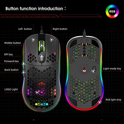 HXSJ USB Vezetékes Gaming Mouse Támogatja a Makró Programozás Honeycomb Fény Makró Egér 7 Gombokkal RGB Háttérvilágítás 8000