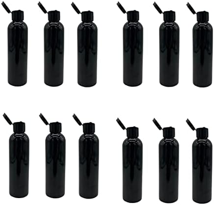 Természetes Gazdaságok 4 oz Cosmo Fekete Műanyag Palackok -12 Pack Üres Üveget Újratölthető - BPA Mentes - illóolaj - Aromaterápia