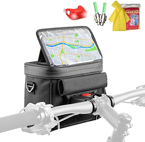 Himiway kerékpár kormány táska, összecsukható TPU telefon tulajdonosa 6.0-7.0 vízálló kerékpár első kormány táska, 4.6 L kerékpár