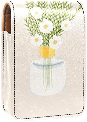 ORYUEKAN Rúzst a Tükör Aranyos Hordozható Smink Táska Kozmetikai Táska, Modern, Minimalista Mintás Váza, Fehér Virág