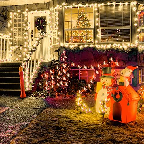 Tujoe Karácsonyi Led Candy Cane String Fények, 33ft 80 Led Lámpák elemes, 8 Villódzásmentes Mód Távirányító Karácsonyi Ünnep Zárt