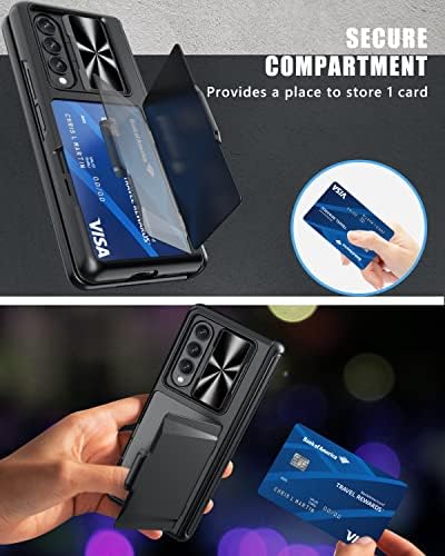 Vihibii Samsung Galaxy Z Hajtás 3 5G az Esetben a Zsanér Protaction, Beépített Kártya Tartóját & Kitámasztó & Dia Kamera Fedél & képernyővédő