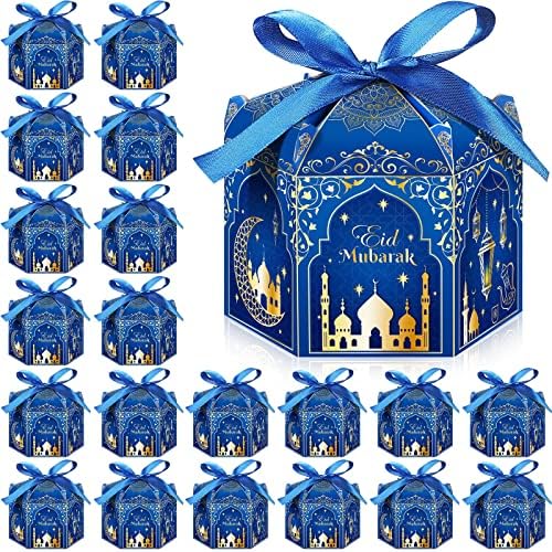 24 Darab Eid Mubarak Dobozok Ramadan Cupcake Papír Édességet Dobozok Ramadan Mubarak Papír Szívességet Dobozok Muszlim Remek Ajándék, Dekoráció