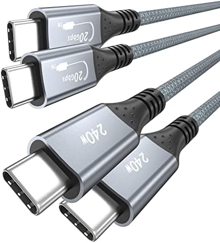 UseBean 240W USB-C-USB-C Kábel 10ft (2 Csomag),USB 3.2 Gen 2X2 20Gbps adatátviteli C-Típusú Kábel PD Gyors Töltés,4K Videó Monitor