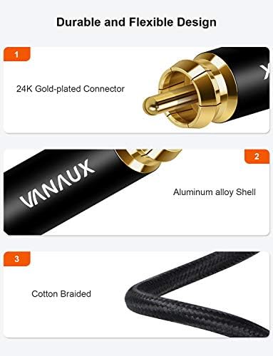 VANAUX Mélynyomó-Kábel Digitális Koaxiális Audio Kábel 1 RCA-1 RCA Audio/Video Kábel-Kompatibilis házimozi, Hang, Bár, TV, PS4, Xbox, Playstation,Fekete