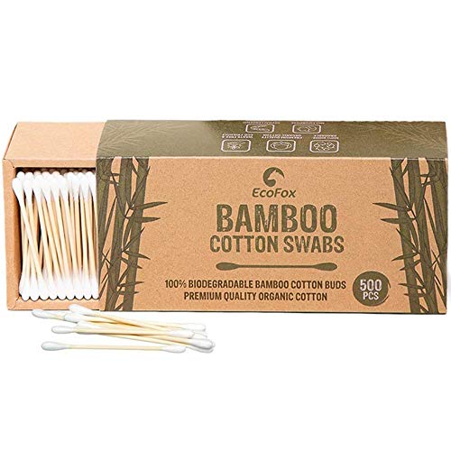 Bambusz Pamut Törlőkendő 500 Db | Lebontható & Szerves Fából készült Pamut Rügyek | Dupla Végű Fül Botok | - Os Környezetbarát