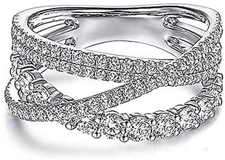Yistu Divat Gyűrű Női Vonalak Gyűrű Gyémánt Női Divat Ékszerek Legnépszerűbb Tartozékok (Ezüst, 10)
