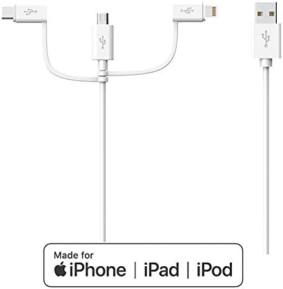 Az Apple MPI Hitelesített 3-in-1 Kábel, Villám/C Típus/Micro USB Kábel iPhone, iPad, Huawei, HTC, LG, Samsung, Sony Xperia, Android