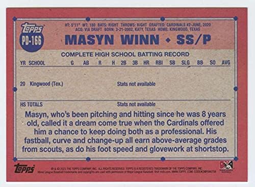 2021 Topps Pro Debütáló PD-166 Masyn Winn GCL Bíborosok RC Újonc Baseball Trading Card
