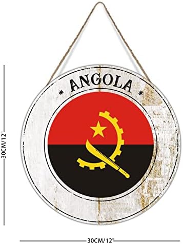 Angola Ország Zászló Kör Jel, Fa Dekoráció Angola Üdv Kerek Bejárati Ajtó Jel Nemzeti Zászló Szuvenír Utazási Ajándék Wall Art Dekor